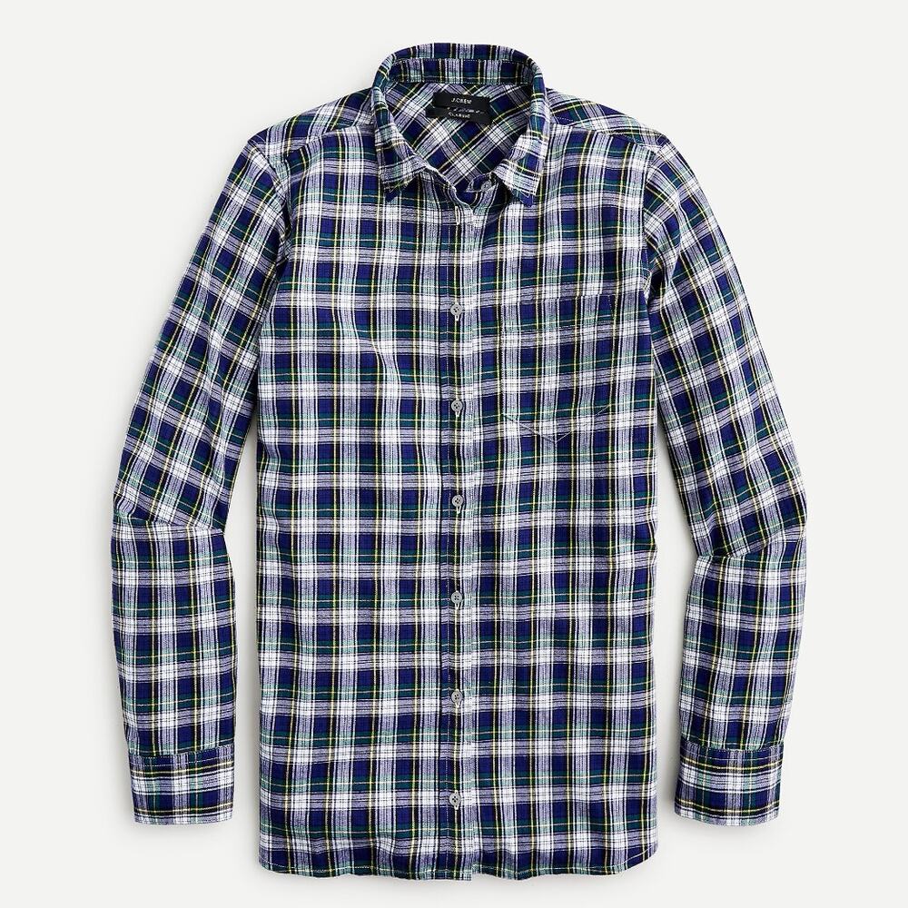 J.Crew Button Down Shirt Plaid Flannel Classic Fit Boyfriend Preppy US 00 NWT